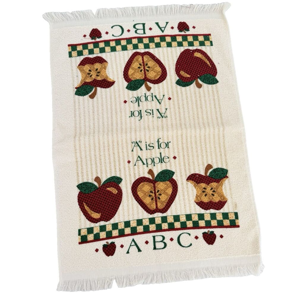 Vtg B&D Kitchen Towel "A is for Apple" ABC Terry Cloth USA Cottagecore Farm NWOT